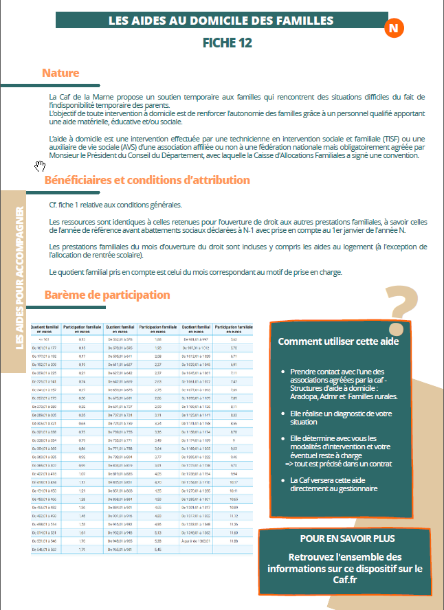 La fiche reprenant les conditions de prise en charge
