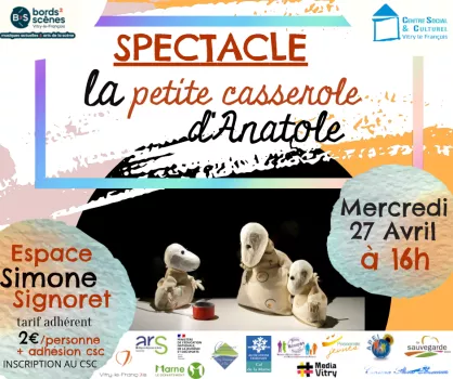 Spectacle de la petite casserole d’Anatole à Vitry le François animé par Bord de scène et organisé par le Centre Social de Vitry le François