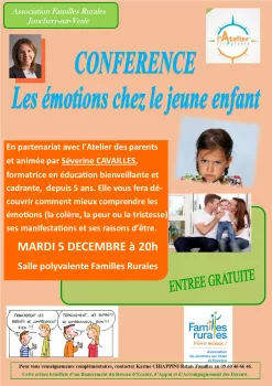 CONFERENCE " Les émotions chez le jeune enfant " organisée par l'Association Familles Rurales de Jonchery sur Vesle 