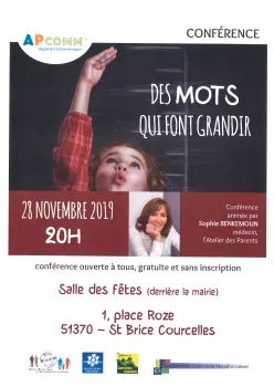 Conférence animée par Sophie BENKEMOUN " DES MOTS QUI FONT GRANDIR "                     