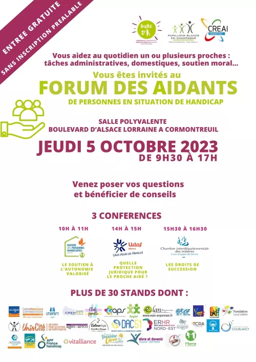 FORUM des Aidants de personnes en situation de Handicap à Cormontreuil Entrée Gratuite 