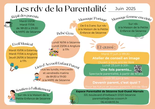 à noter dans vos agendas : Les rendez-vous de la parentalité (Secteur Sézanne)