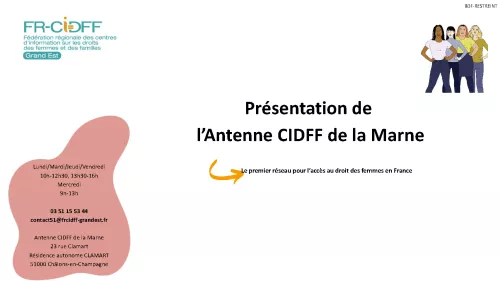 visuel première page de la présentation  du CIDFF Marne 2025