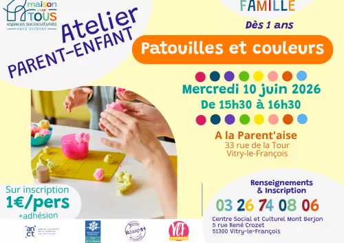 ATELIERS PARENT ENFANT (ET/OU GRAND PARENT) : PATOUILLES ET COULEURS