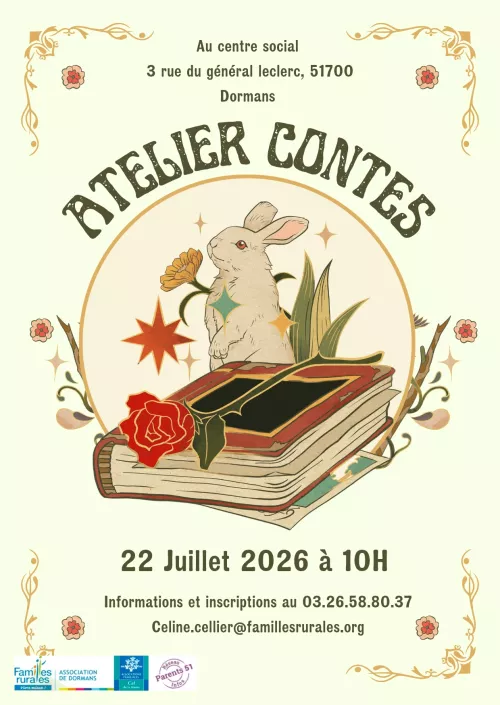 Flyer atelier contes style Alice au pays des merveilles 