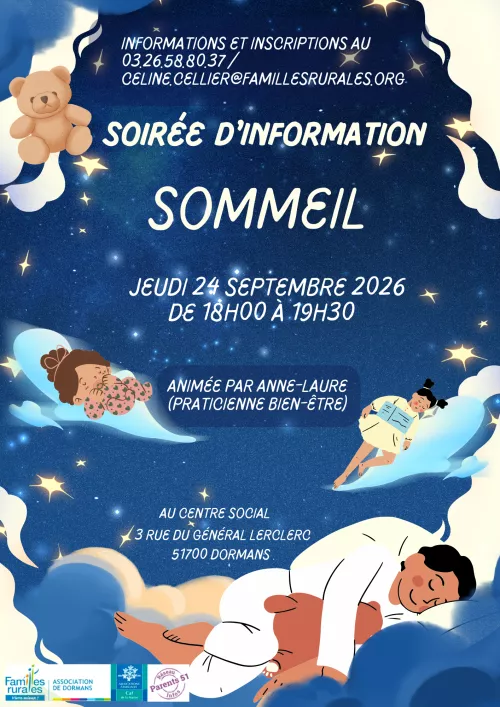 Flyer soirée sommeil style "bonne nuit les petits" 