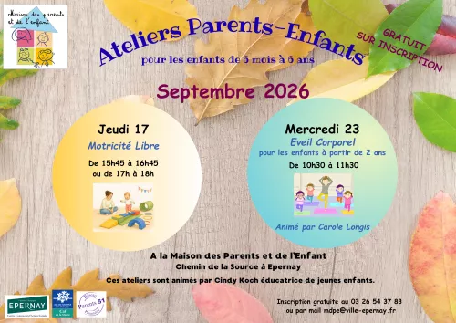 Atelier Parents-Enfants à la Maison des Parents et de l'Enfant  septembre 2026