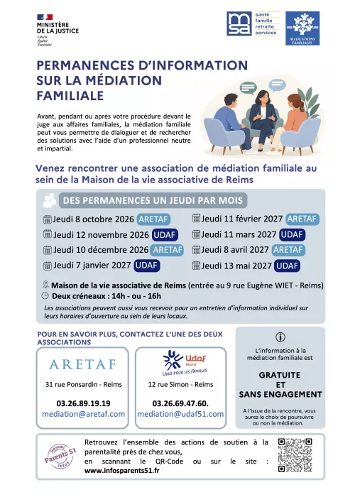 ﻿Permanences d'information sur la médiation familiale