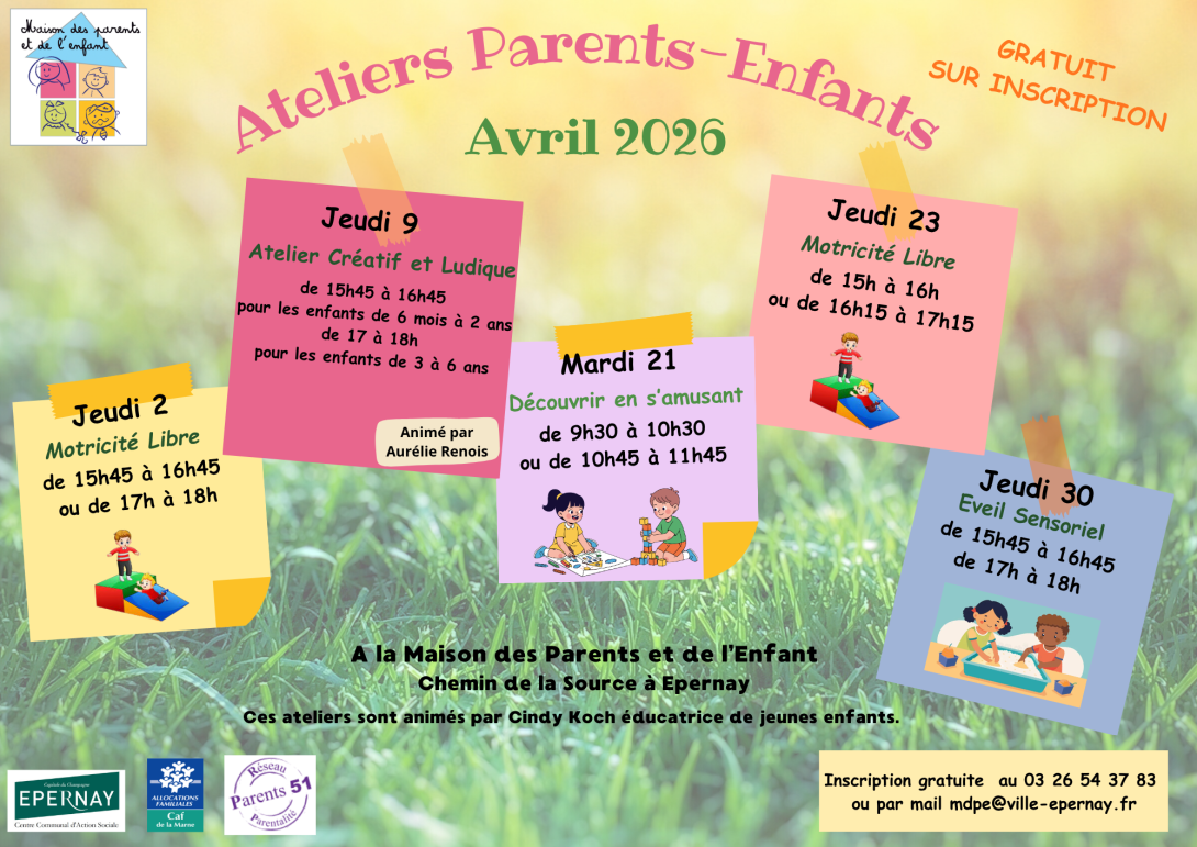 programme ateliers parents enfants  avril 2026