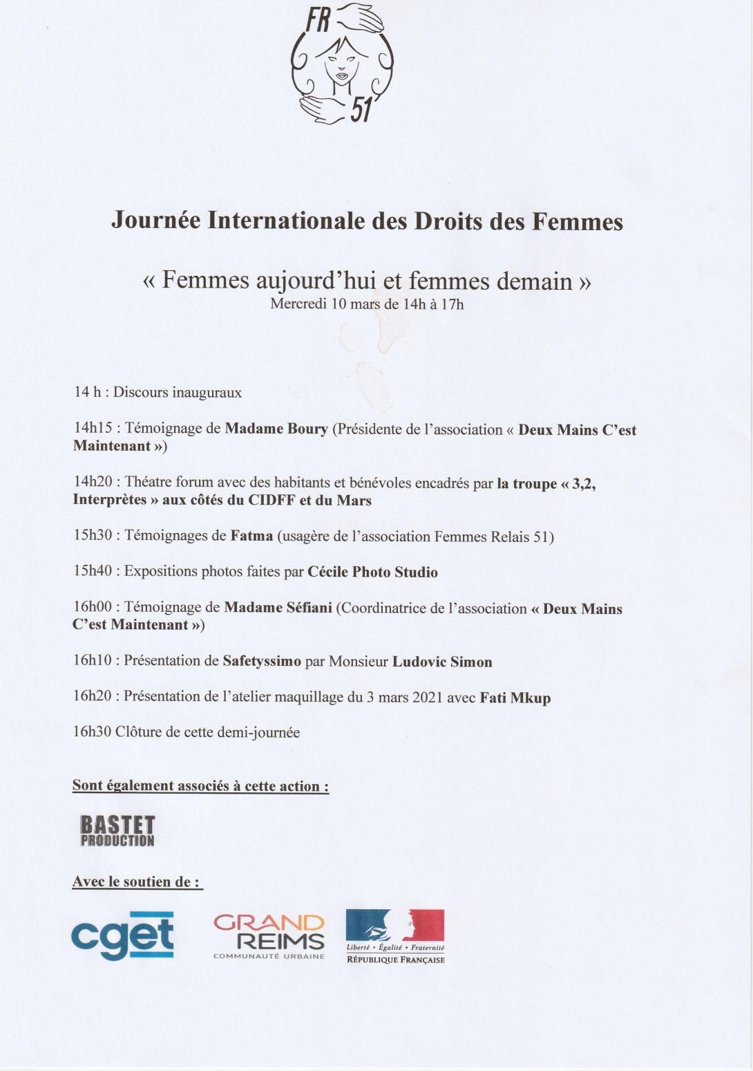 Journée internationale des droits des femmes de14h à 17h réunion Zoom
